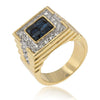 2.9ct CZ 18k Gold Sapphire Square Men's Ring