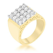 3.8ct CZ Two-Tone Pave Square Men's Ring