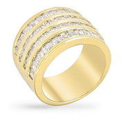 Jennifer 4ct CZ 14K Gold Wide Band Ring