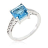 Penelope 2.1ct Aqua CZ White Gold Rhodium Ring