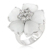 Cleo 1.4ct CZ White Gold Rhodium Cat's Eye Floral Nouveau Ring