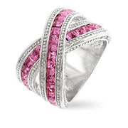 Tina 3.5ct Pink CZ White Gold Rhodium Twisted Ring