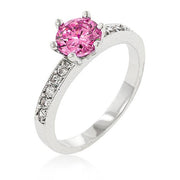 Tracy 1ct Pink CZ White Gold Rhodium Simple Ring