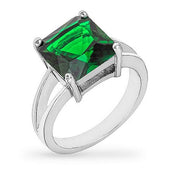 Daria 5ct Emerald CZ White Gold Rhodium Ring