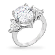 Elyse 6ct CZ White Gold Rhodium Pear Triplet Cocktail Ring