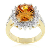 Diana 8ct Champagne CZ 14k Gold Ring
