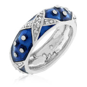 Christina Marbled Navy Blue Enamel White Gold Rhodium Eternity Ring