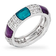 Lori 4.5ct CZ White Gold Rhodium Blue and Purple Enamel Ring