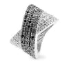 Sierra 1.5ct Jet Black CZ White Gold Rhodium Cross Pattern Cocktail Ring
