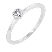 Lana 0.1ct Clear CZ White Gold Rhodium Simple Heart Ring