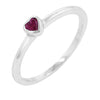 Lana 0.1ct Ruby CZ White Gold Rhodium Simple Heart Ring