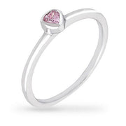 Lana 0.1ct Pink CZ White Gold Rhodium Simple Heart Ring