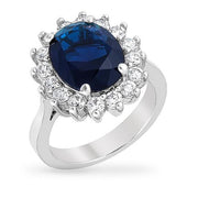 Diane 7ct Sapphire CZ White Gold Rhodium Ring
