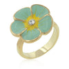 Andy Crystal 14k Gold Blue Enamel Garden Ring