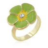 Andy Crystal 14k Gold Green Enamel Garden Ring