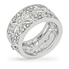 Amelia Clear Crystal White Gold Rhodium Wide Floral Ring