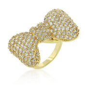 Stephanie 9.7ct CZ 14k Gold Bow Cocktail Ring