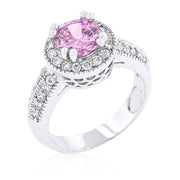 Darcy 4ct Pink CZ White Gold Rhodium Art Deco Engagement Ring