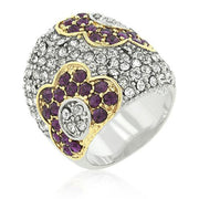 Tina Crystal White Gold Rhodium Floral Wide Ring