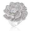 Florina 4.9ct CZ White Gold Rhodium Flower Cocktail Ring