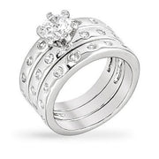 Benni 3.5ct CZ White Gold Rhodium Bezel Set Engagement Ring