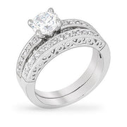 Shea 1ct CZ White Gold Rhodium Engagement Ring Set