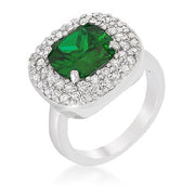 Anita 4.1ct Emerald CZ White Gold Rhodium Cocktail Ring