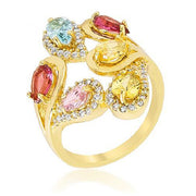 Fiorina 3.2ct Multicolor CZ Floral Cocktail Ring
