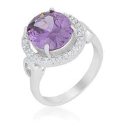 Amy 4.8ct Amethyst White Gold Rhodium Halo Cocktail Ring