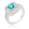 Maria 8.5ct Aqua CZ White Gold Rhodium Classic Ring