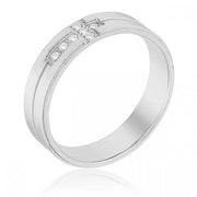 Band Ring with Cubic Zirconia Cross Design