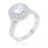 Rachel 2ct CZ White Gold Rhodium Wedding Ring Set