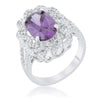 Amelia 8.5ct Amethyst CZ White Gold Rhodium Oval Classic Ring