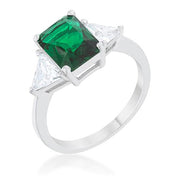 Cara Classic 4.5ct Emerald CZ Sterling Silver Engagement Ring