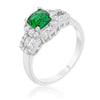 Liz 1.1ct Emerald CZ White Gold Rhodium Classic Ring