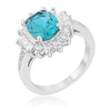 Chrisalee 3ct Aqua CZ White Gold Rhodium Classic Ring