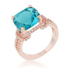 Charlene 6.2ct Aqua CZ Rose Gold Classic Statement Ring