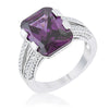Rema 8.6ct Amethyst CZ Rhodium Emerald Classic Cocktail Ring