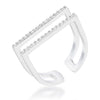 Jenn 0.2ct CZ Rhodium Pave Parallel Ring