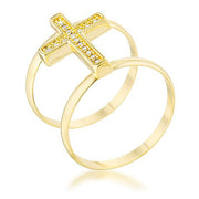 Francis 0.08ct CZ 14k Gold Contemporary Cross Ring