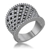 Brin 1.4ct CZ Hematite Wide Woven Style Ring