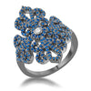 Victoria 1.23ct Sapphire CZ Hematite Filigree Cocktail Ring