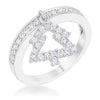 Christmas Tree 0.3ct CZ Rhodium Simple Holiday Charm Band Ring