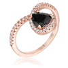 1.5Ct Rose Goldtone Chevron Ring With Onyx CZ