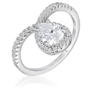 1.5Ct Rhodium Chevron Ring With Clear CZ