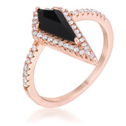 1.4Ct Rose Goldtone Trendy Prism Onyx CZ Ring