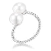 Rhodium Plated Twisted Rope Freshwater Pearl Wrap ring