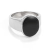 Men's Stainless Steel Oval Black Enamel Ring